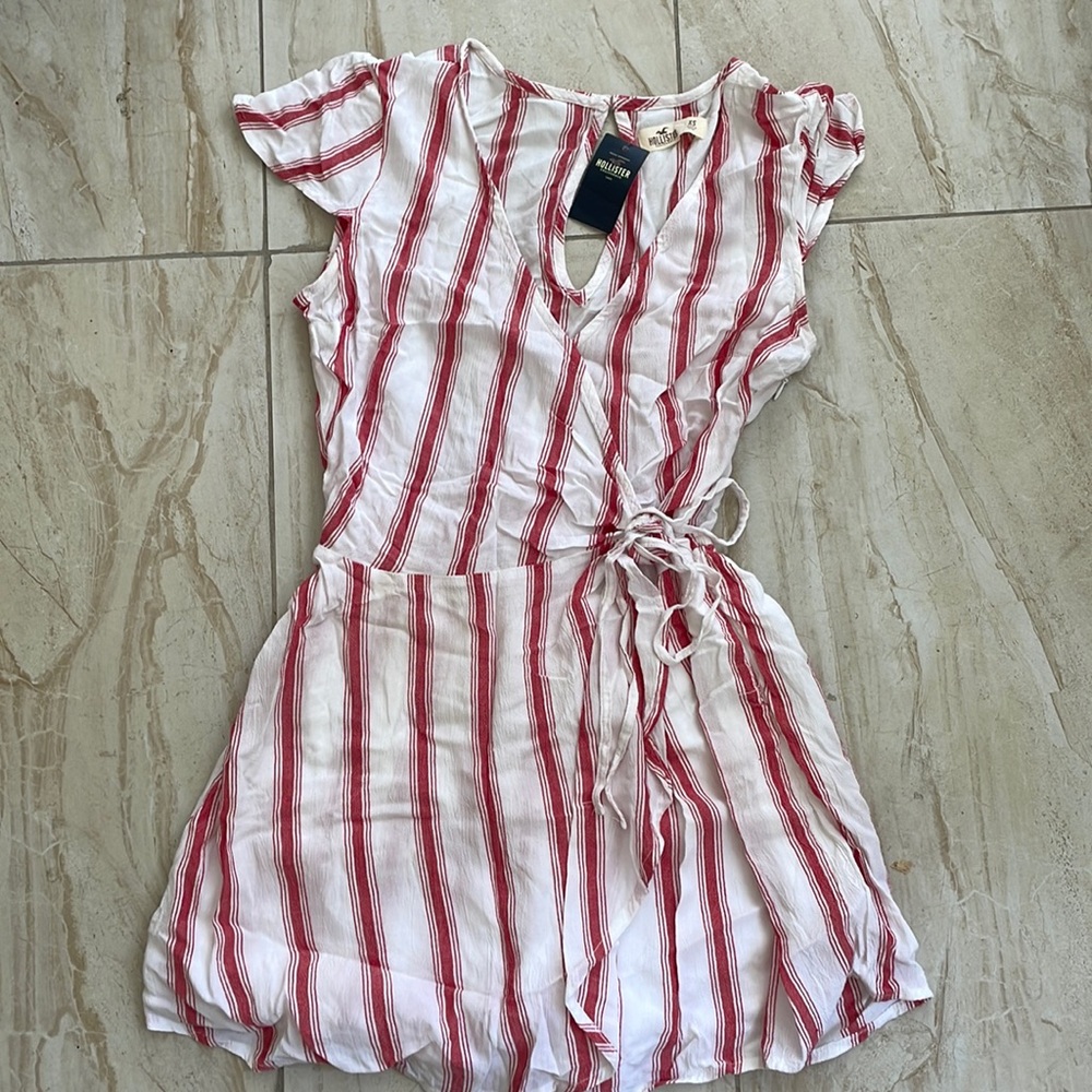 Red and white stripped romper/dress
